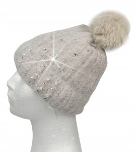 Czapka ocieplana damska zimowa z pomponem ciepła