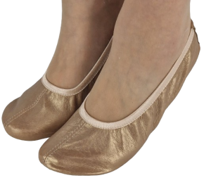 Baletki skórzane złote beżowa gumka R. 24-48