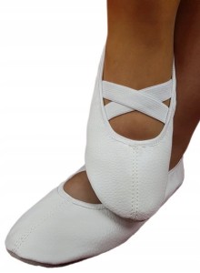 Baletki ekoskóra białe gumka na krzyż