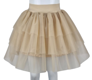 Spódnica szyfonowa beżowa trzy falbanki 