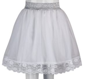 Spódnica szyfonowa biała z koronkowym dołem