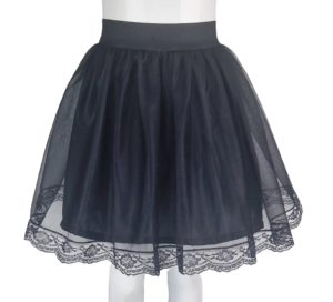 Spódnica szyfonowa czarna z koronkowym dołem