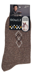 Skarpety męskie brązowe 95% angora, ciepłe