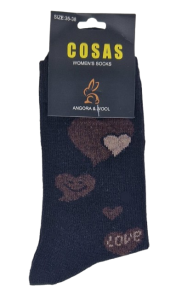 Skarpety damskie czarne 75% angora, 20%wełna ciepłe 