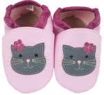 Kapcie Dreptulki ekoskóra różowa aplikacja szary kotek r. 18-34