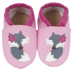 Kapcie Dreptulki ekoskóra róż aplikacja pani lis r. 18-34