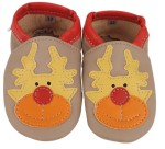 Kapcie Dreptulki ekoskóra beż aplikacja renifer r. 18-34