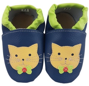 Kapcie Dreptulki ekoskóra granat aplikacja kotek z muchą r. 18-34