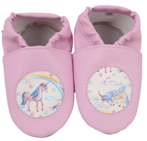 Dreptulki z aplikacją tęczowy jednorożec w kółku na różu