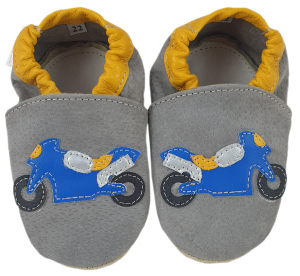 Kapcie Dreptulki skóra welur popiel aplikacja motocykl r. 20-34