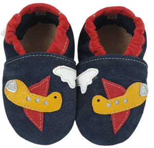 Kapcie Dreptulki skóra welur granat aplikacja samolot r. 20-34