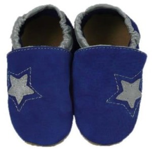 Dreptulki welurowe z aplikacją gwiazdka na niebieskim