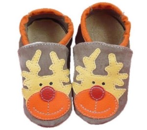 Dreptulki welurowe z aplikacją renifer na beżu