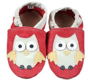 Kapcie Dreptulki skóra welur czerwony aplikacja sowa r. 20-34