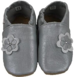 Dreptulki licowe z aplikacją kwiatek na srebrnym