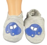 Dreptulki bawełniane popielate z aplikacją z autkiem