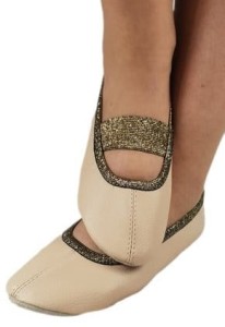 Baletki ekoskóra beż gumka prosta czarno-złota