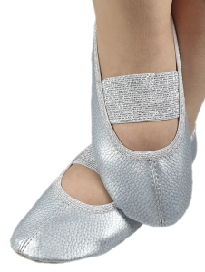 Baletki ekoskóra srebrne gumka prosta srebrna