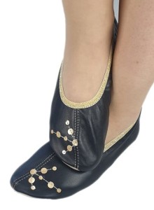 Baletki skóra czarna aplikacja złote kropki