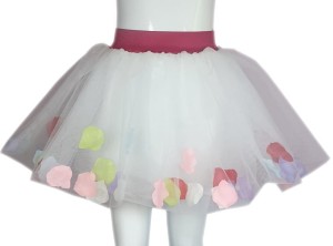 Spódnica tiulowa biała z płatkami róży