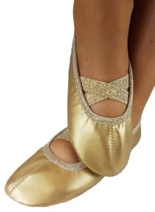 Baletki WYPRZEDAŻ złote z gumkami na krzyż