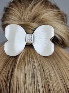 Gumka do włosów ze śmietankową kokardą